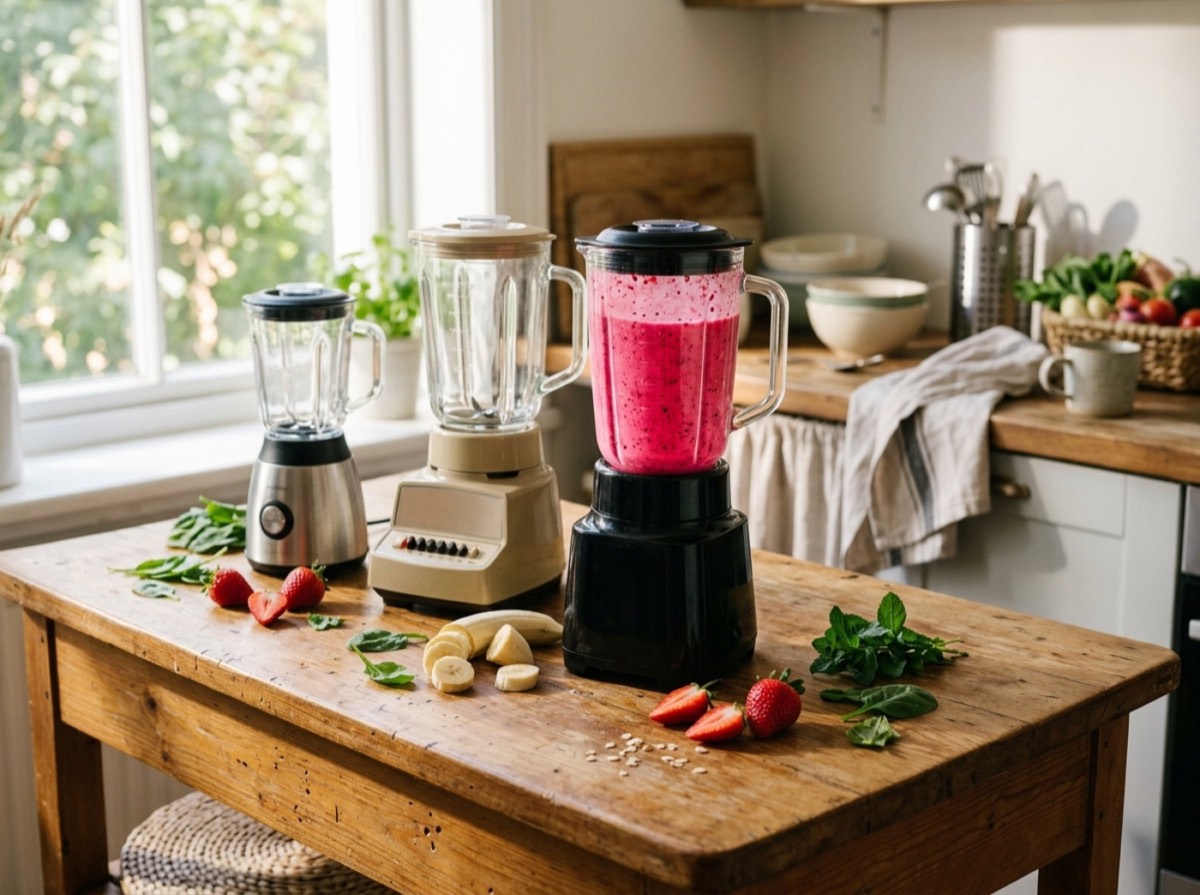 Blender me smoothie frutash mbi banakun e kuzhinës