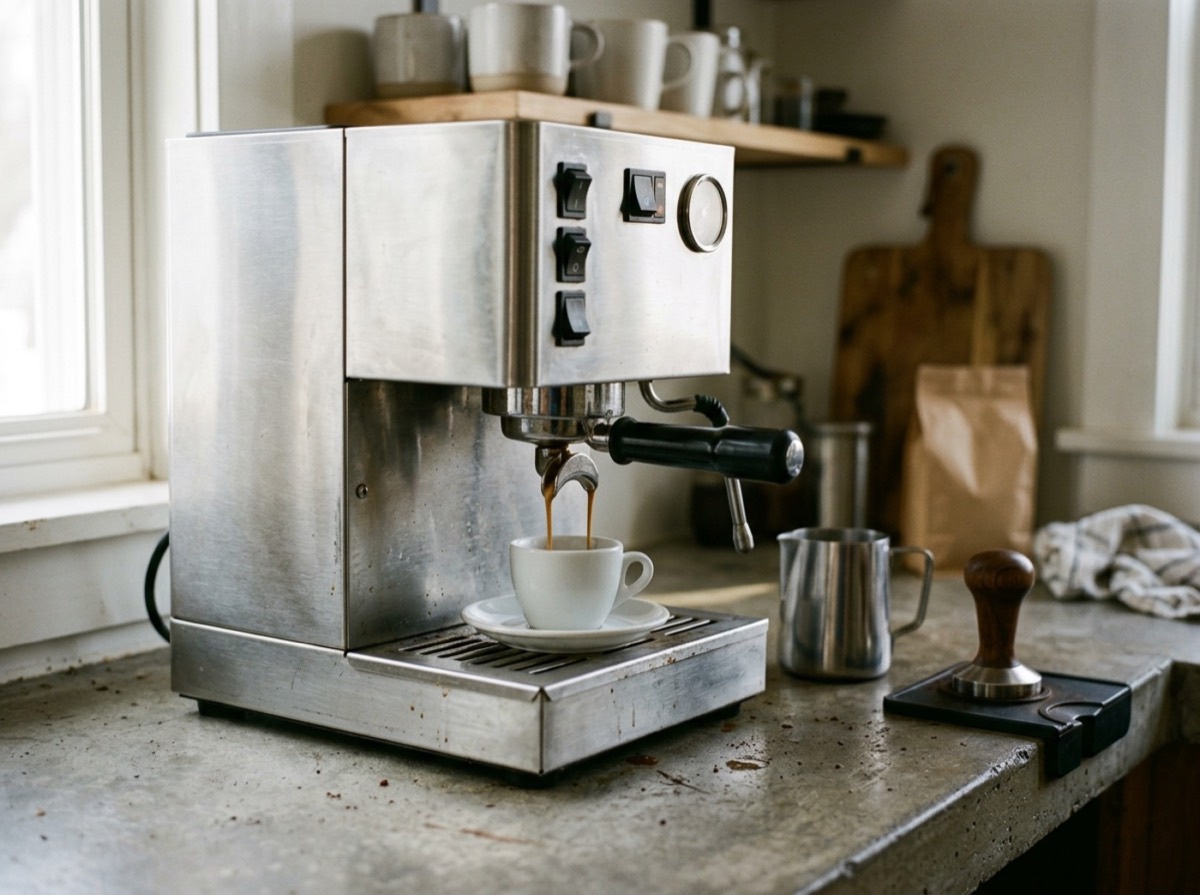 Makineri espresoje Gaggia Classic E24 prej çeliku inox me portafiltër